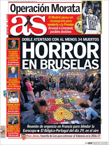 Tragedia en Bruselas: Las portadas del horror y el dolor Tragedia en Bruselas: Las portadas del horror y el dolor