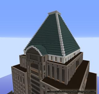 Réplica Minecraft del rascacielos Commerce Place, Baltimore, Maryland, Estados Unidos.