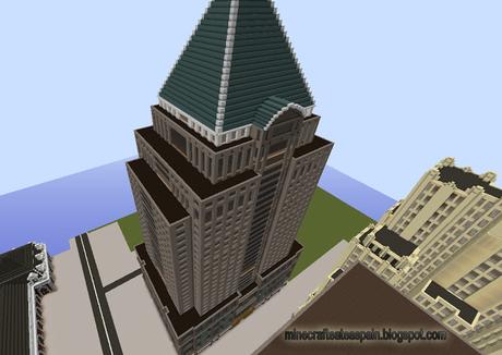 Réplica Minecraft del rascacielos Commerce Place, Baltimore, Maryland, Estados Unidos.