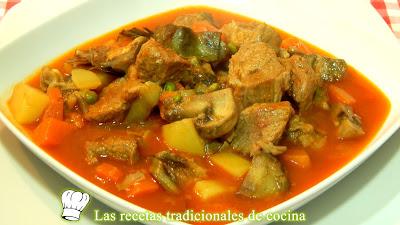 Receta de carne en salsa con verduras