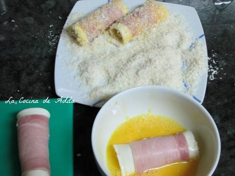 Flamenquines de espárragos Flamenquines de espárragos