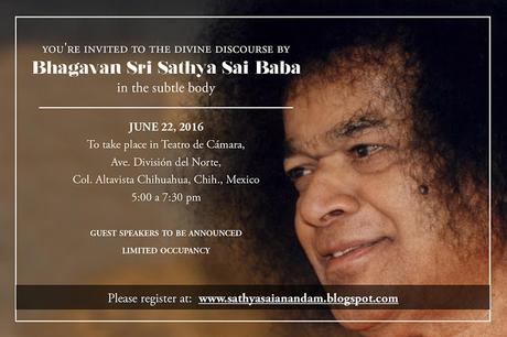 INVITACION AL DIVINO DISCURSO DE BHAGAVAN SRI SATHYA SAI BABA EN CUERPO SUTIL