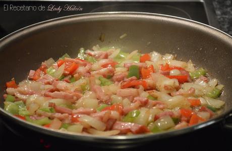 Risotto de verduras y bacon