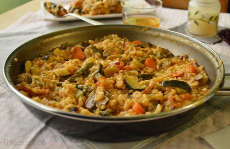 Risotto de verduras y bacon