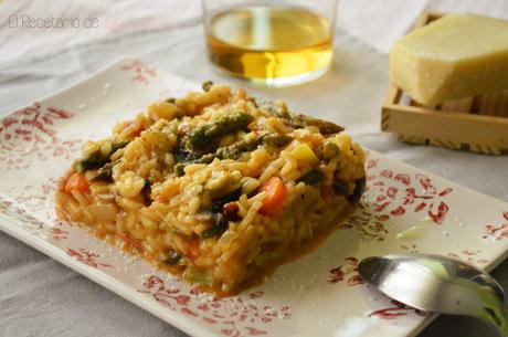 Risotto de verduras y bacon