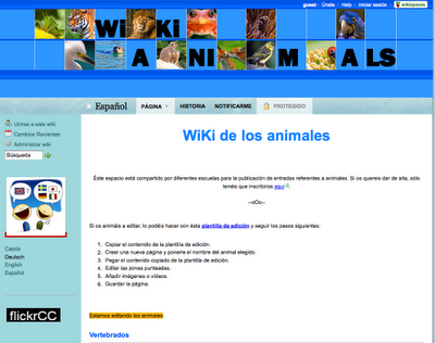 Wiki animales: trabajo colaborativo Wiki animales: trabajo colaborativo