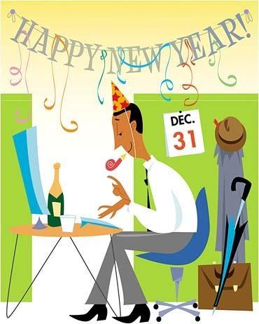 A businessman working on New Year's Eve A businessman working on New Year's Eve