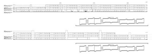 Cross-section Residencia modular de estudiantes