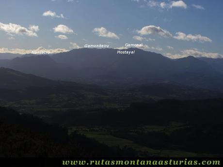 Vista de Monsacro, Gamoniteiru y Gamonal desde el Gorfolí