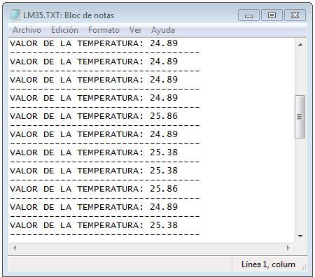 Registrando temperatura ambiente con LM35 y lector de tarjetas micro SD
