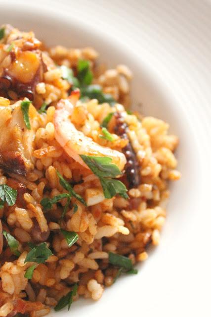 Arroz con pulpo y gambas Arroz con pulpo y gambas