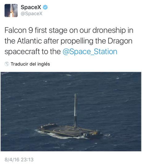El cohete que aterrizó en una barcaza.
