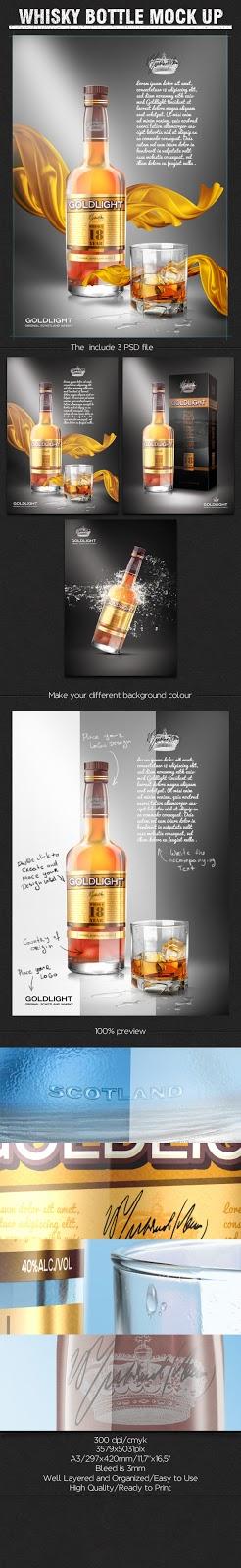 Mockups de botellas de Whisky en PSD gratis Mockups de botellas de Whisky en PSD gratis