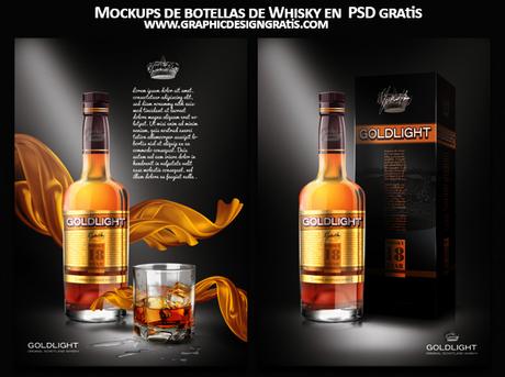 Mockups de botellas de Whisky en PSD gratis Mockups de botellas de Whisky en PSD gratis