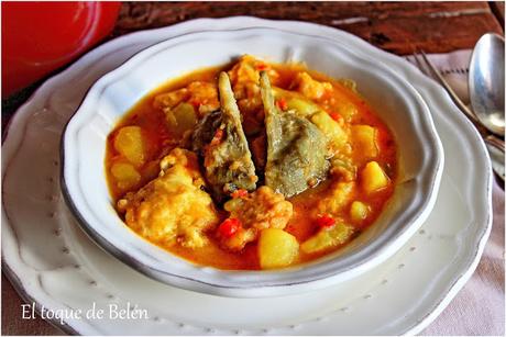 PATATAS GUISADAS CON BACALAO Y ALCACHOFAS PATATAS GUISADAS CON BACALAO Y ALCACHOFAS