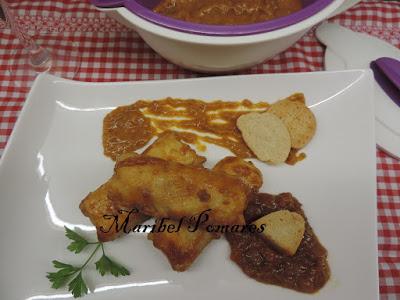 Lomos de merluza en salsa. Lomos de merluza en salsa.