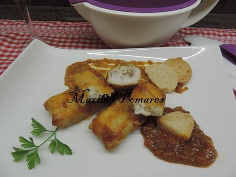 Lomos de merluza en salsa. Lomos de merluza en salsa.