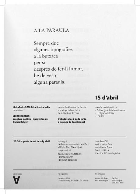 Primeros vinos ecológicos, poesías desenfadadas y cata de amor acústico en Mas Blanch i Jové Primeros vinos ecológicos, poesías desenfadadas y cata de amor acústico en Mas Blanch i Jové
