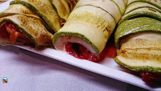 Rollos de calabacín rellenos