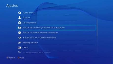ajustes copiar datos guardados en una PS4