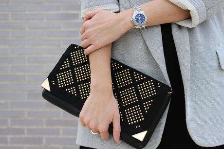 Blazer de mujer oversize y vestido negro fashion blogger con blazer de mujer oversize