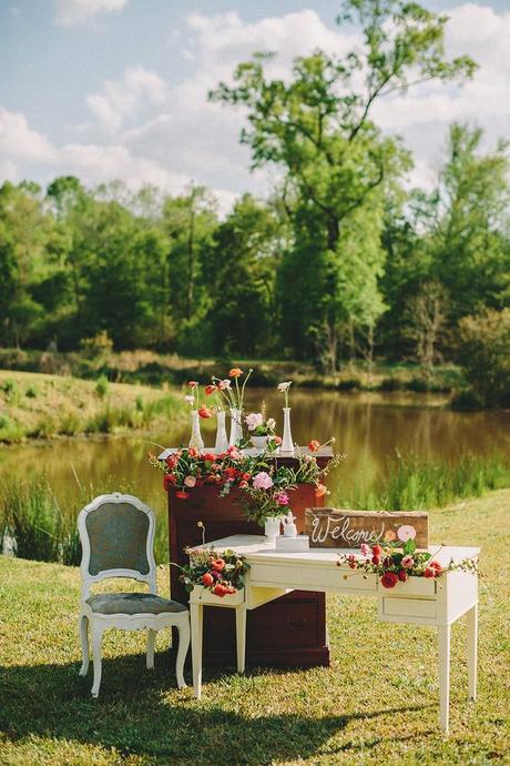 a blooming welcome #flowers #ranunculus  Photography: Two Pair Photography - twopairphotography.com  Read More: http://stylemepretty.com/2013/10/07/louisiana-outdoor-wedding-from-two-pair-photography/: 