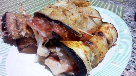 Rollitos de berenjena con jamón y mozzarella - Involtini di melanzane con mozzarella y prosciutto - Eggplant rolls with Parma ham and mozzarella rollitosberengena4