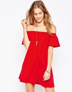 Vestidos primavera verano 2016 vestido rojo hombros descubiertos