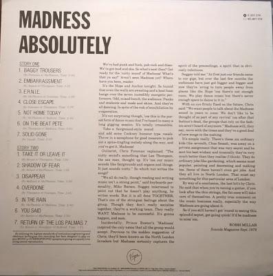 Madness -Absolutely Lp 1980 Madness -Absolutely Lp 1980