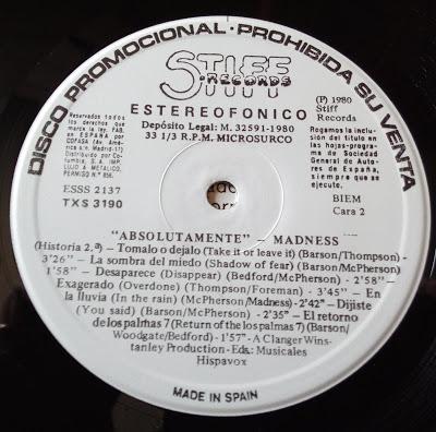 Madness -Absolutely Lp 1980 Madness -Absolutely Lp 1980