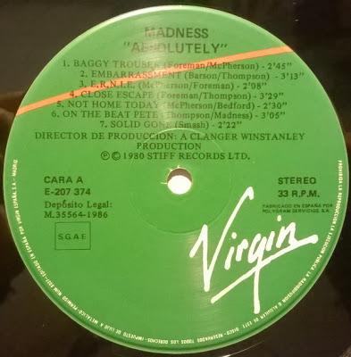 Madness -Absolutely Lp 1980 Madness -Absolutely Lp 1980