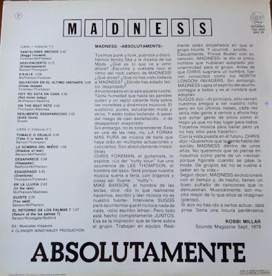 Madness -Absolutely Lp 1980 Madness -Absolutely Lp 1980