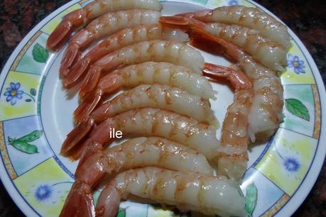 Gambas o langostinos rebozados en coco