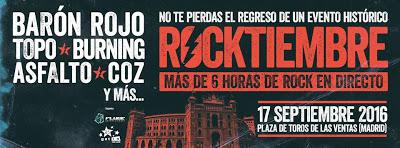 Rocktiembre 2016 en Las Ventas con Barón Rojo, Burning, Topo, Asfalto, Coz...
