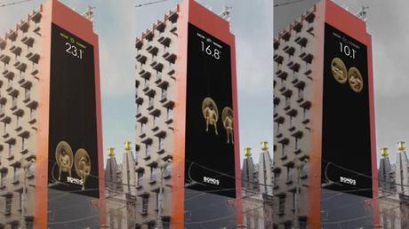Una valla interactiva gigante que cambia los atributos masculinos según los efectos meteorológicos bonds tiempodepublicidad