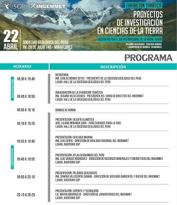 Exposición sobre peligros geológicos en el Perú en la Sociedad Geológica por el día internacional de la Tierra - Lima, Perú