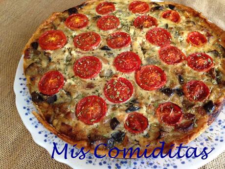 QUICHE DE BERENJENAS, TOMATITOS Y BACON