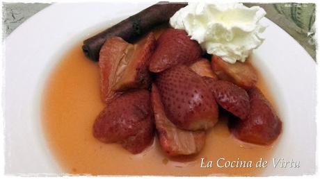 Fresas al vino en microondas Fresas al vino en microondas