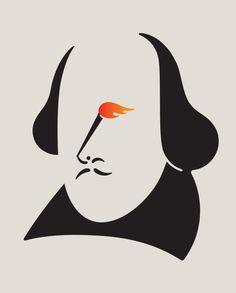 Shakespeare y música pop Ilustración minimalista de Noma Bar
