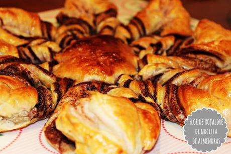 FLOR DE HOJALDRE CON NOCILLA DE ALMENDRAS