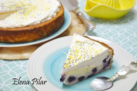 Tarta de queso quark con arándanos y limón Tarta de queso quark con arándanos y limón