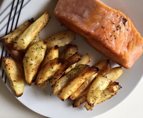 Receta – Salmón con Fit Chips fadsfa