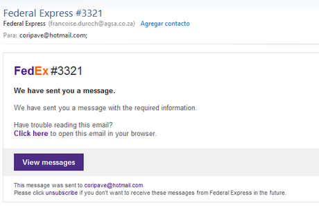 Tipo de phishing FedEx