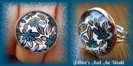 Florecillas turquesa con anillo a juego