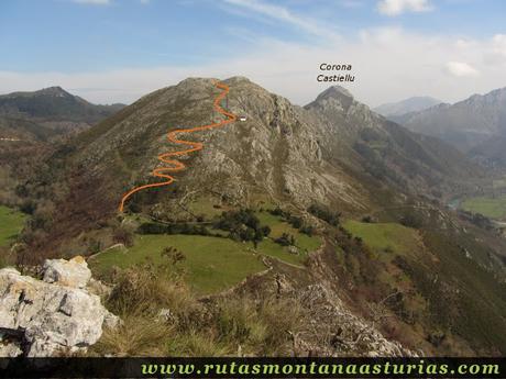 Camino aproximado a la Corona Castiello desde Peña Llana