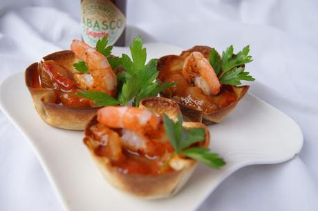 CANASTILLAS DE VERDURAS PICANTES CON GAMBAS (Recetas de un bocado)