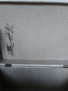 caja con transfer y stencil y forrada caja con transfer y stencil y forrada