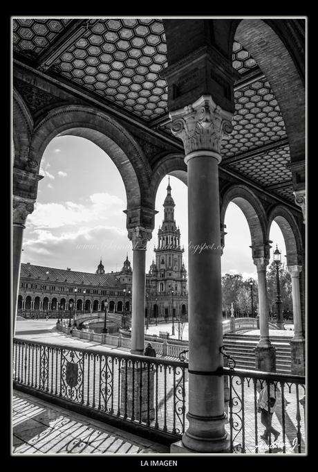 SEVILLA en BLANCO y NEGRO: PARQUE Mª LUISA y PLAZA DE ESPAÑA. PARTE I