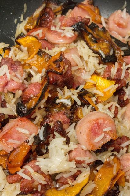 Arroz con calabaza asada y chorizo criollo sin gluten Arroz con calabaza asada y chorizo criollo sin gluten