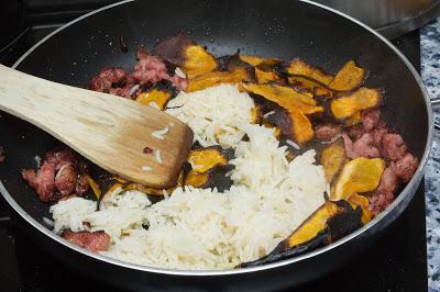 Arroz con calabaza asada y chorizo criollo sin gluten Arroz con calabaza asada y chorizo criollo sin gluten